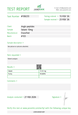 Selank Peptide 10mg batch #103 premium Research Peptide